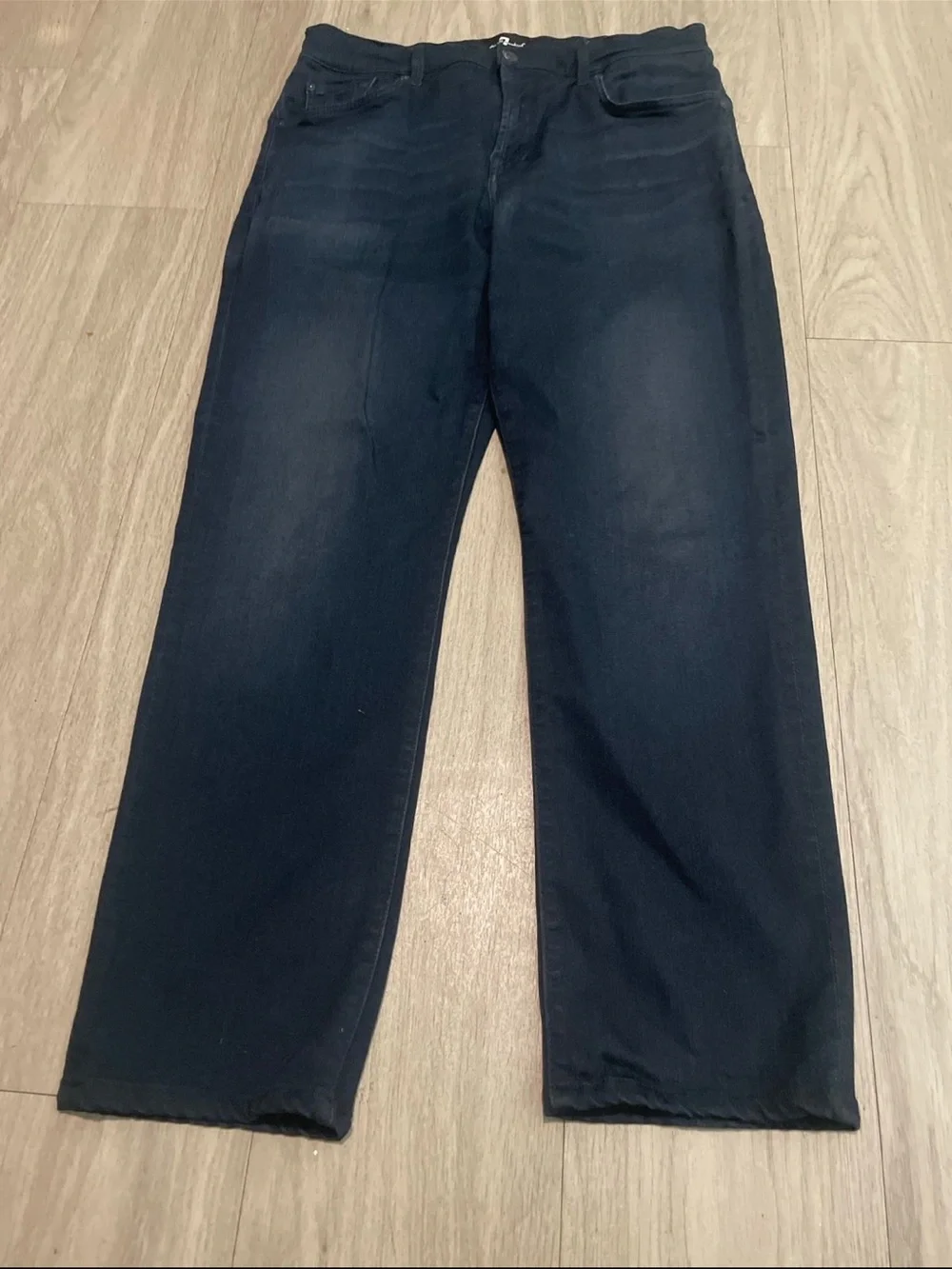 7 For All Mankind Women's Straight-Leg Jeans in Dark Navy - Picture 1 of 3